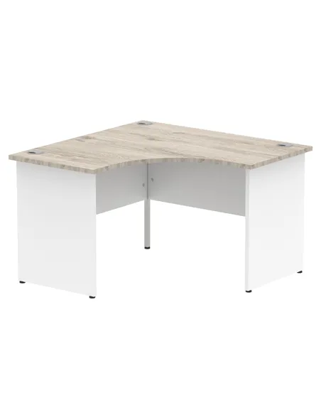 Dynamic Impulse 1200mm Corner Office Desk Grey Oak Top White Panel End Leg TT000165
