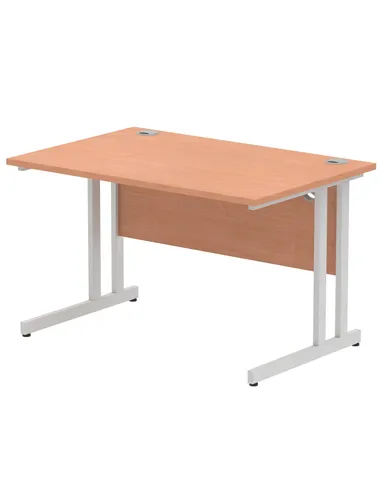 Dynamic Impulse 1200 x 800mm Straight Office Desk Beech Top Silver Cantilever Leg I000283