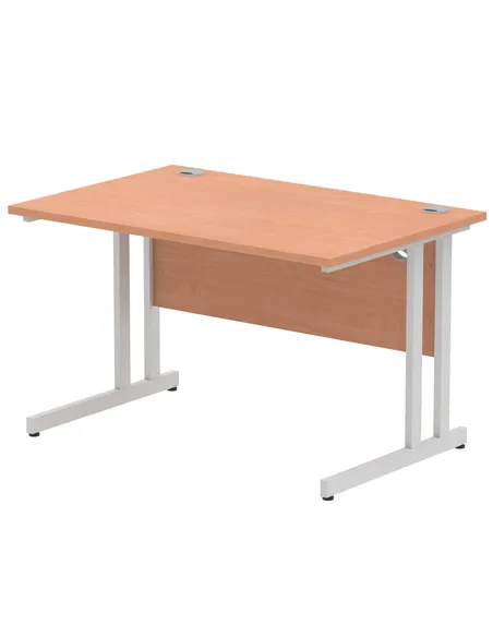 Dynamic Impulse 1200 x 800mm Straight Office Desk Beech Top Silver Cantilever Leg I000283