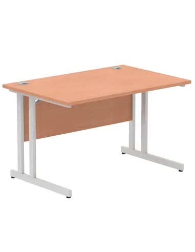 Dynamic Impulse 1200 x 800mm Straight Office Desk Beech Top Silver Cantilever Leg I000283