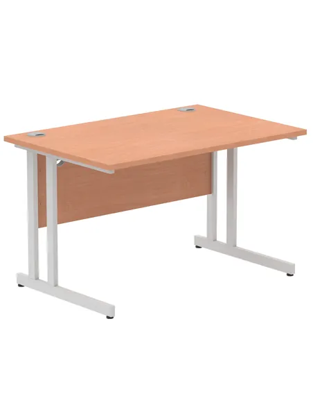Dynamic Impulse 1200 x 800mm Straight Office Desk Beech Top Silver Cantilever Leg I000283