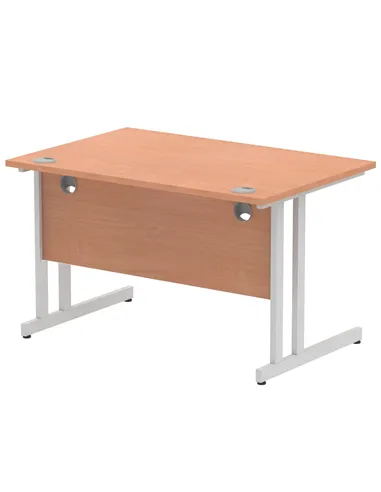 Dynamic Impulse 1200 x 800mm Straight Office Desk Beech Top Silver Cantilever Leg I000283