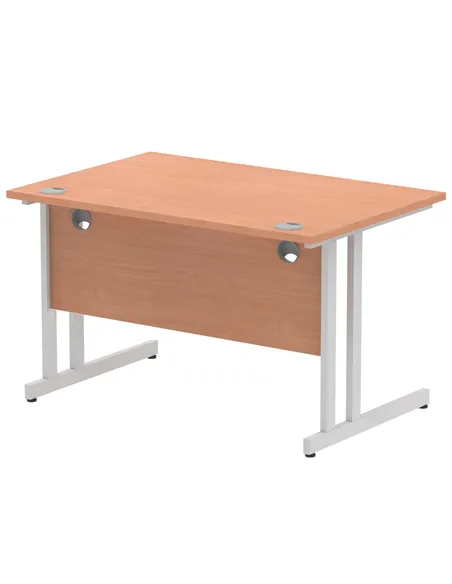 Dynamic Impulse 1200 x 800mm Straight Office Desk Beech Top Silver Cantilever Leg I000283