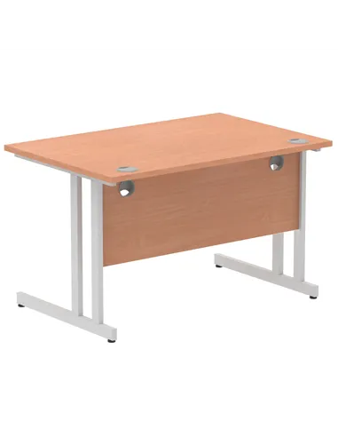 Dynamic Impulse 1200 x 800mm Straight Office Desk Beech Top Silver Cantilever Leg I000283