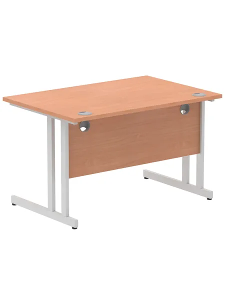 Dynamic Impulse 1200 x 800mm Straight Office Desk Beech Top Silver Cantilever Leg I000283