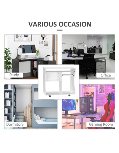 HOMCOM Multi-Storage Compact Work Desk, with Wheels - White