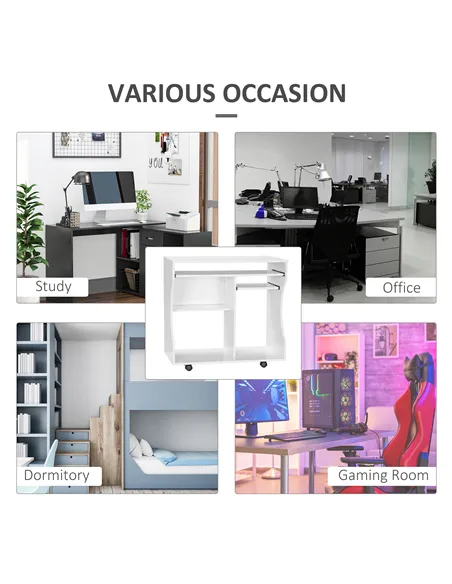 HOMCOM Multi-Storage Compact Work Desk, with Wheels - White