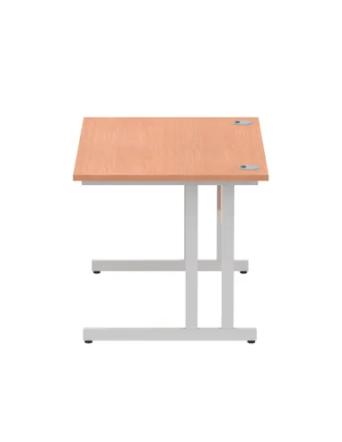 Dynamic Impulse 1200 x 800mm Straight Office Desk Beech Top Silver Cantilever Leg I000283