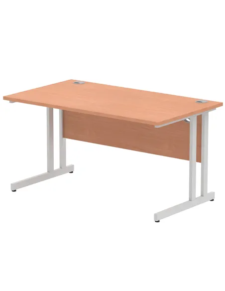 Dynamic Impulse 1400 x 800mm Straight Office Desk Beech Top Silver Cantilever Leg I000284
