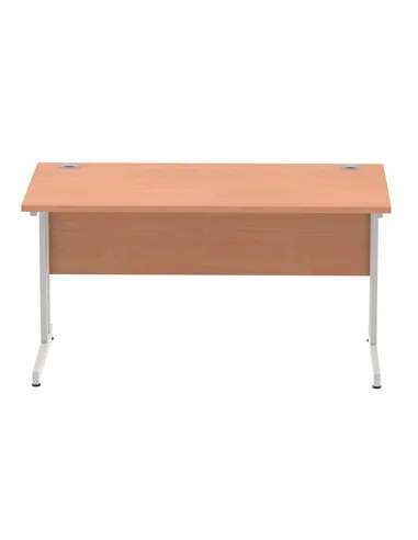 Dynamic Impulse 1400 x 800mm Straight Office Desk Beech Top Silver Cantilever Leg I000284