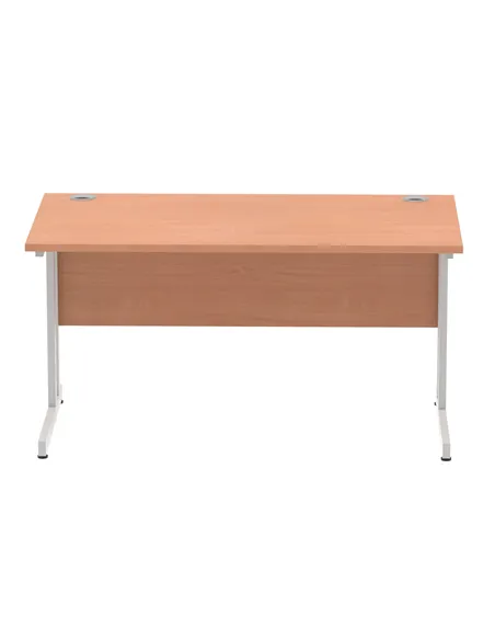 Dynamic Impulse 1400 x 800mm Straight Office Desk Beech Top Silver Cantilever Leg I000284