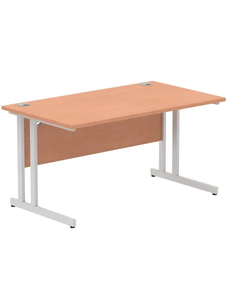 Dynamic Impulse 1400 x 800mm Straight Office Desk Beech Top Silver Cantilever Leg I000284