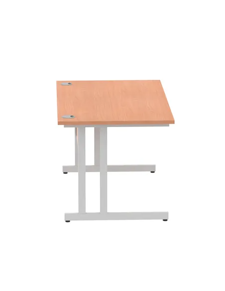 Dynamic Impulse 1400 x 800mm Straight Office Desk Beech Top Silver Cantilever Leg I000284