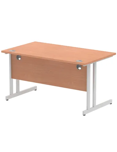 Dynamic Impulse 1400 x 800mm Straight Office Desk Beech Top Silver Cantilever Leg I000284