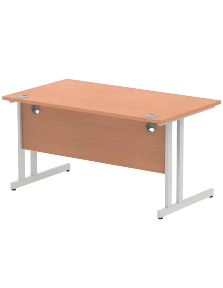Dynamic Impulse 1400 x 800mm Straight Office Desk Beech Top Silver Cantilever Leg I000284