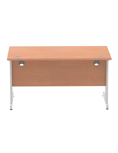 Dynamic Impulse 1400 x 800mm Straight Office Desk Beech Top Silver Cantilever Leg I000284