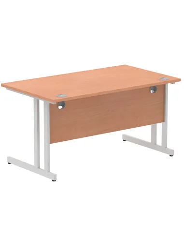 Dynamic Impulse 1400 x 800mm Straight Office Desk Beech Top Silver Cantilever Leg I000284