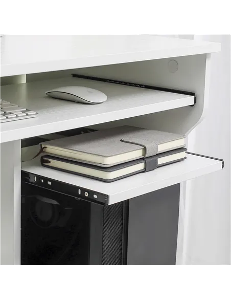 HOMCOM Multi-Storage Compact Work Desk, with Wheels - White