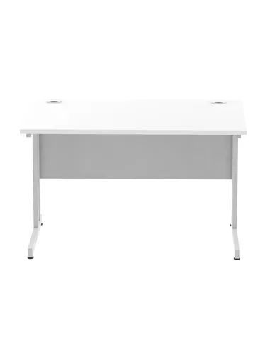 Dynamic Impulse 1200 x 800mm Straight Office Desk White Top Silver Cantilever Leg I000305