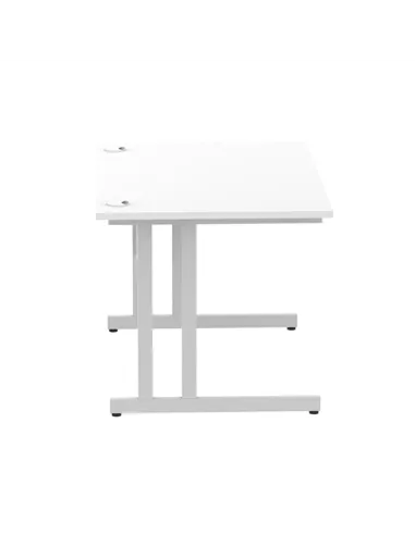 Dynamic Impulse 1200 x 800mm Straight Office Desk White Top Silver Cantilever Leg I000305