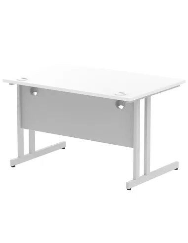 Dynamic Impulse 1200 x 800mm Straight Office Desk White Top Silver Cantilever Leg I000305