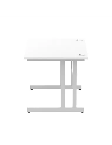 Dynamic Impulse 1200 x 800mm Straight Office Desk White Top Silver Cantilever Leg I000305
