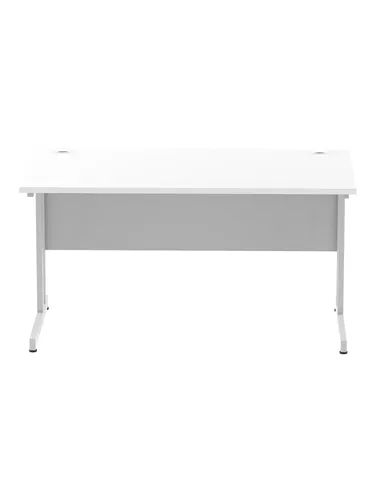 Dynamic Impulse 1400 x 800mm Straight Office Desk White Top Silver Cantilever Leg I000306