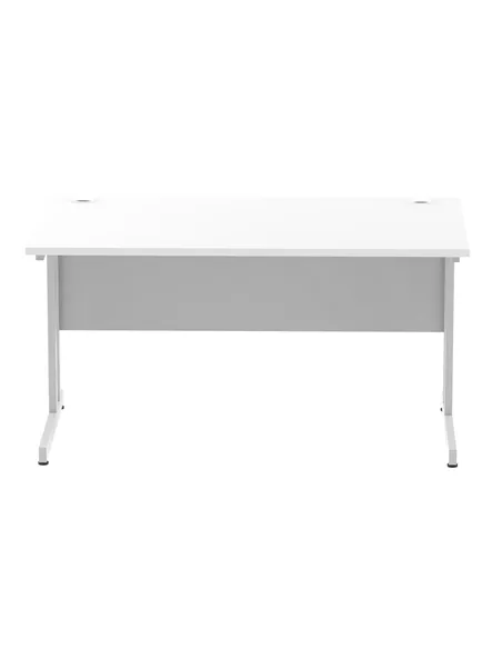 Dynamic Impulse 1400 x 800mm Straight Office Desk White Top Silver Cantilever Leg I000306