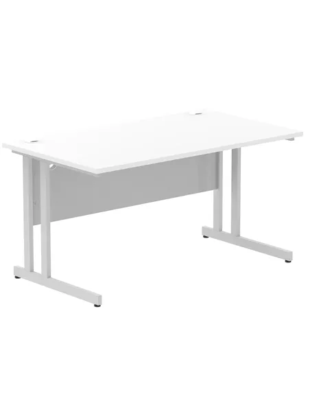 Dynamic Impulse 1400 x 800mm Straight Office Desk White Top Silver Cantilever Leg I000306