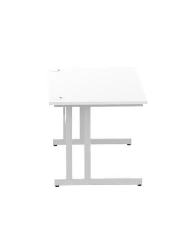 Dynamic Impulse 1400 x 800mm Straight Office Desk White Top Silver Cantilever Leg I000306