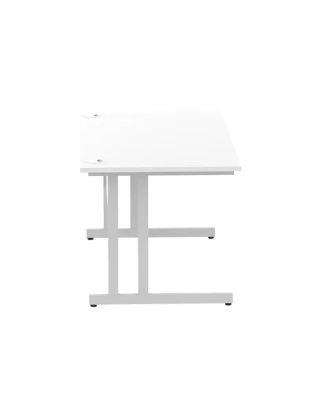 Dynamic Impulse 1400 x 800mm Straight Office Desk White Top Silver Cantilever Leg I000306