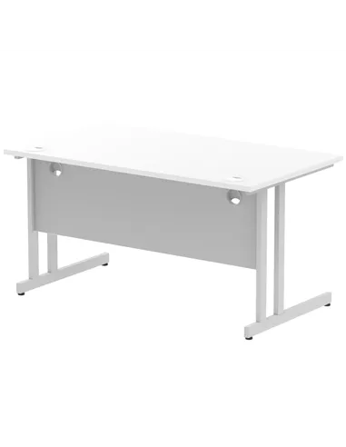 Dynamic Impulse 1400 x 800mm Straight Office Desk White Top Silver Cantilever Leg I000306