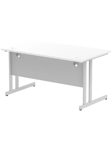 Dynamic Impulse 1400 x 800mm Straight Office Desk White Top Silver Cantilever Leg I000306