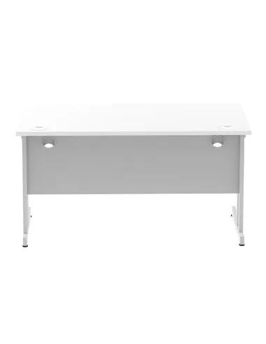 Dynamic Impulse 1400 x 800mm Straight Office Desk White Top Silver Cantilever Leg I000306