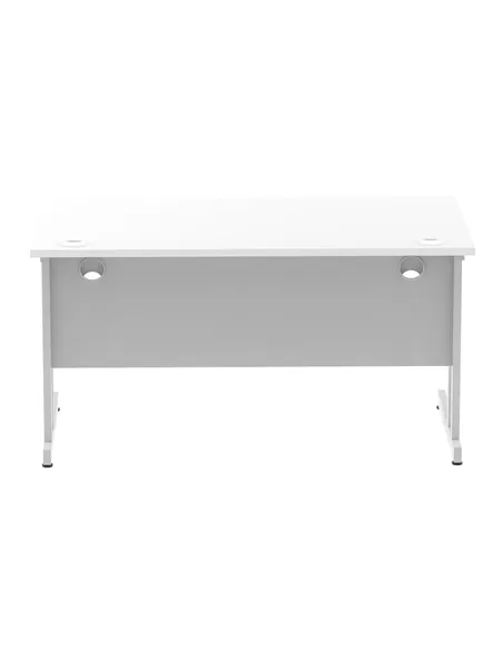 Dynamic Impulse 1400 x 800mm Straight Office Desk White Top Silver Cantilever Leg I000306