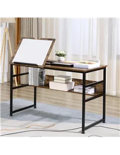 HOMCOM Adjustable Drafting Table Art Desk Drawing Table, Craft Desk Workstation for Painting, Multifunctional Writing Desk w/ 15 2