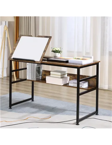 HOMCOM Adjustable Drafting Table Art Desk Drawing Table, Craft Desk Workstation for Painting, Multifunctional Writing Desk w/ 15