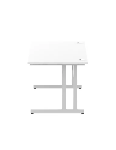 Dynamic Impulse 1400 x 800mm Straight Office Desk White Top Silver Cantilever Leg I000306