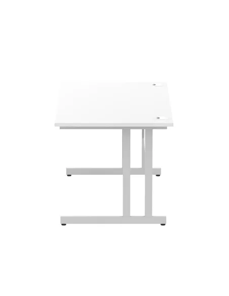 Dynamic Impulse 1400 x 800mm Straight Office Desk White Top Silver Cantilever Leg I000306