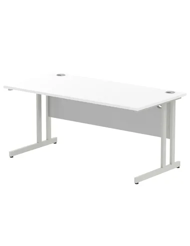 Dynamic Impulse 1600 x 800mm Straight Office Desk White Top Silver Cantilever Leg I000307