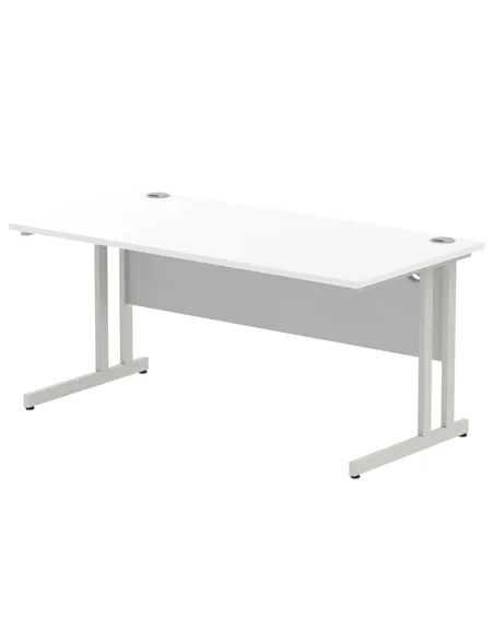 Dynamic Impulse 1600 x 800mm Straight Office Desk White Top Silver Cantilever Leg I000307