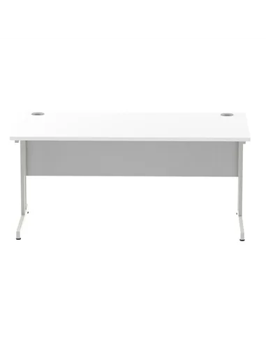 Dynamic Impulse 1600 x 800mm Straight Office Desk White Top Silver Cantilever Leg I000307