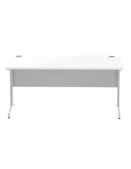 Dynamic Impulse 1600 x 800mm Straight Office Desk White Top Silver Cantilever Leg I000307