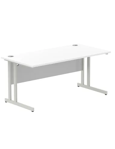 Dynamic Impulse 1600 x 800mm Straight Office Desk White Top Silver Cantilever Leg I000307