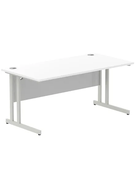 Dynamic Impulse 1600 x 800mm Straight Office Desk White Top Silver Cantilever Leg I000307
