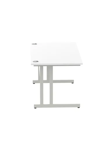Dynamic Impulse 1600 x 800mm Straight Office Desk White Top Silver Cantilever Leg I000307