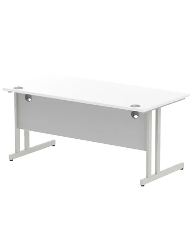 Dynamic Impulse 1600 x 800mm Straight Office Desk White Top Silver Cantilever Leg I000307