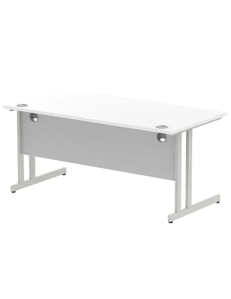 Dynamic Impulse 1600 x 800mm Straight Office Desk White Top Silver Cantilever Leg I000307