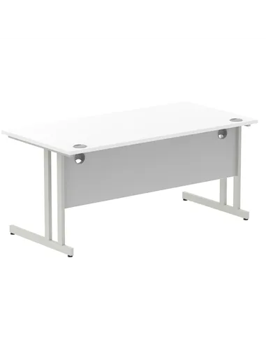 Dynamic Impulse 1600 x 800mm Straight Office Desk White Top Silver Cantilever Leg I000307