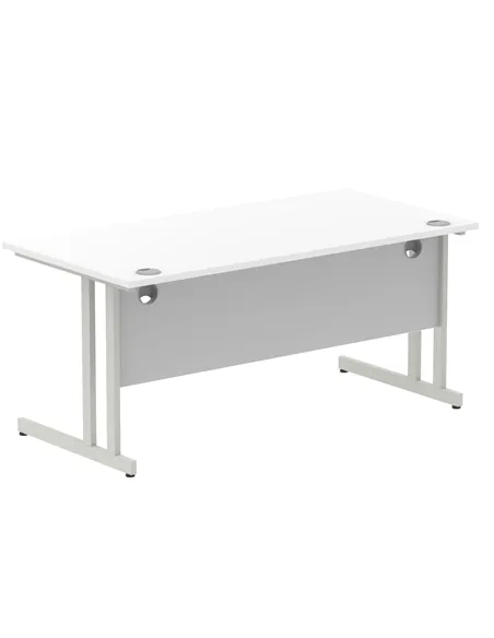 Dynamic Impulse 1600 x 800mm Straight Office Desk White Top Silver Cantilever Leg I000307